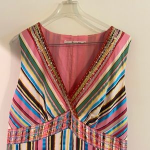 Tommy Hilfiger rainbow fluted dress w/ embroidery